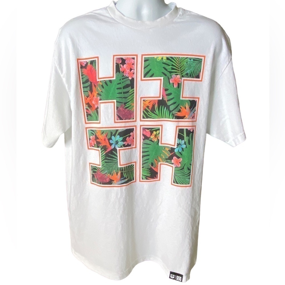 HAWAII’S FINEST Floral Hawaiian Logo Tee Shirt Men XL
